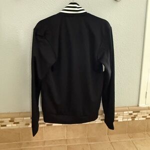 Black Adidas Track Jacket with Striped Collar